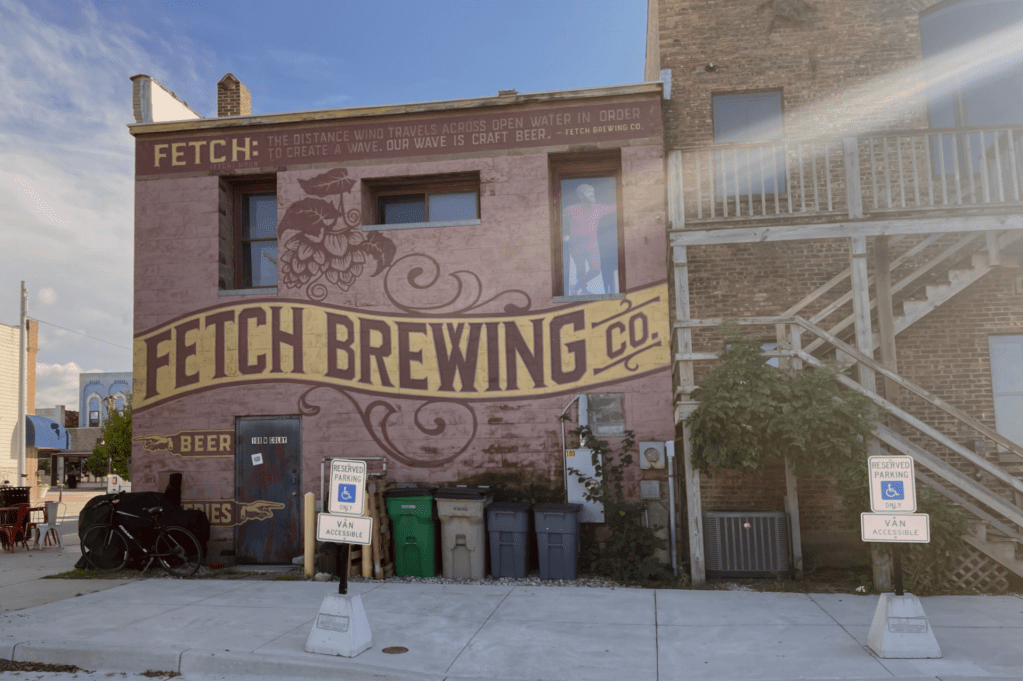 The iconic mural behind Fetch Brewing Company